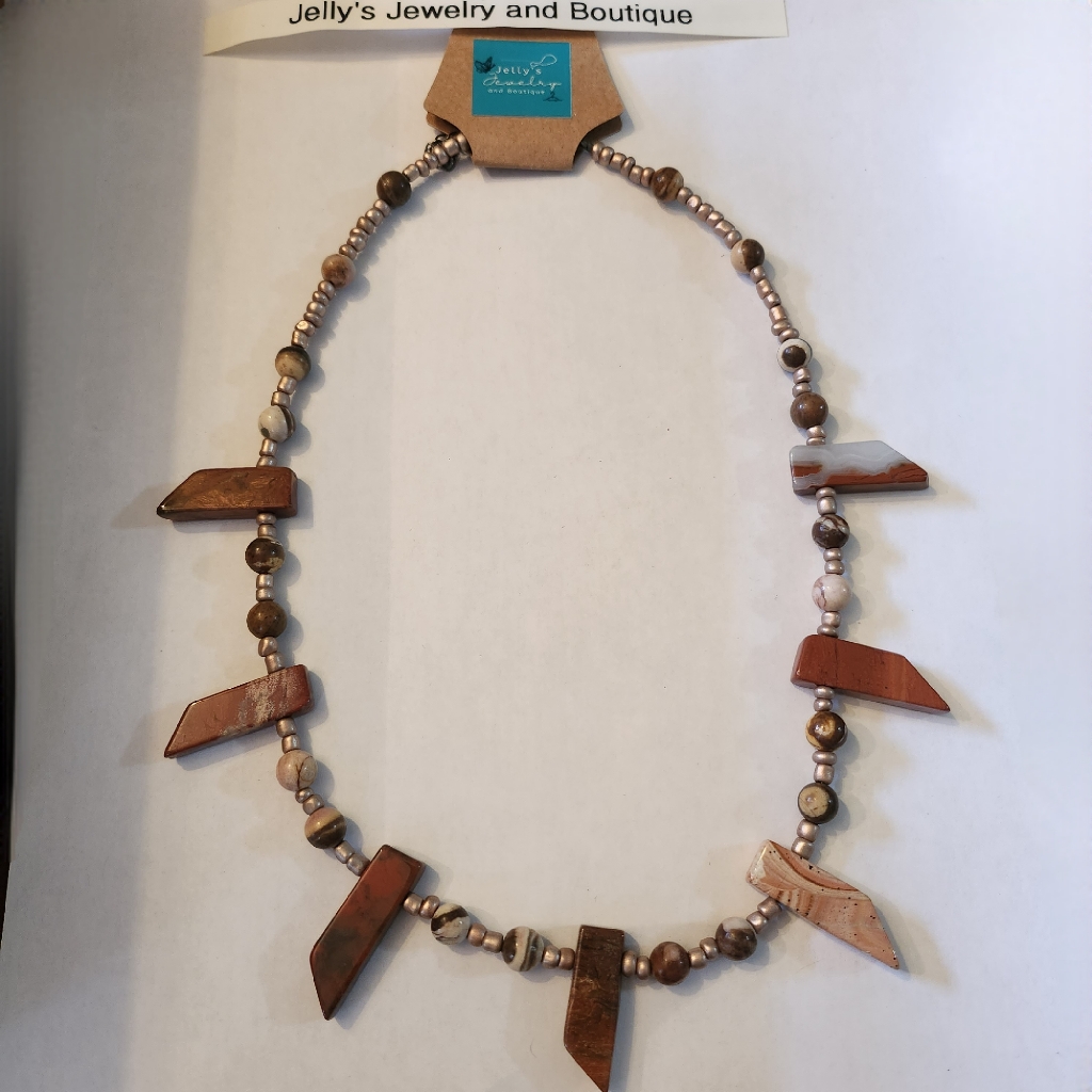 Jellys Jewelry And Boutique Handcrafted Nwt Brown Rose Gold Necklace 35$